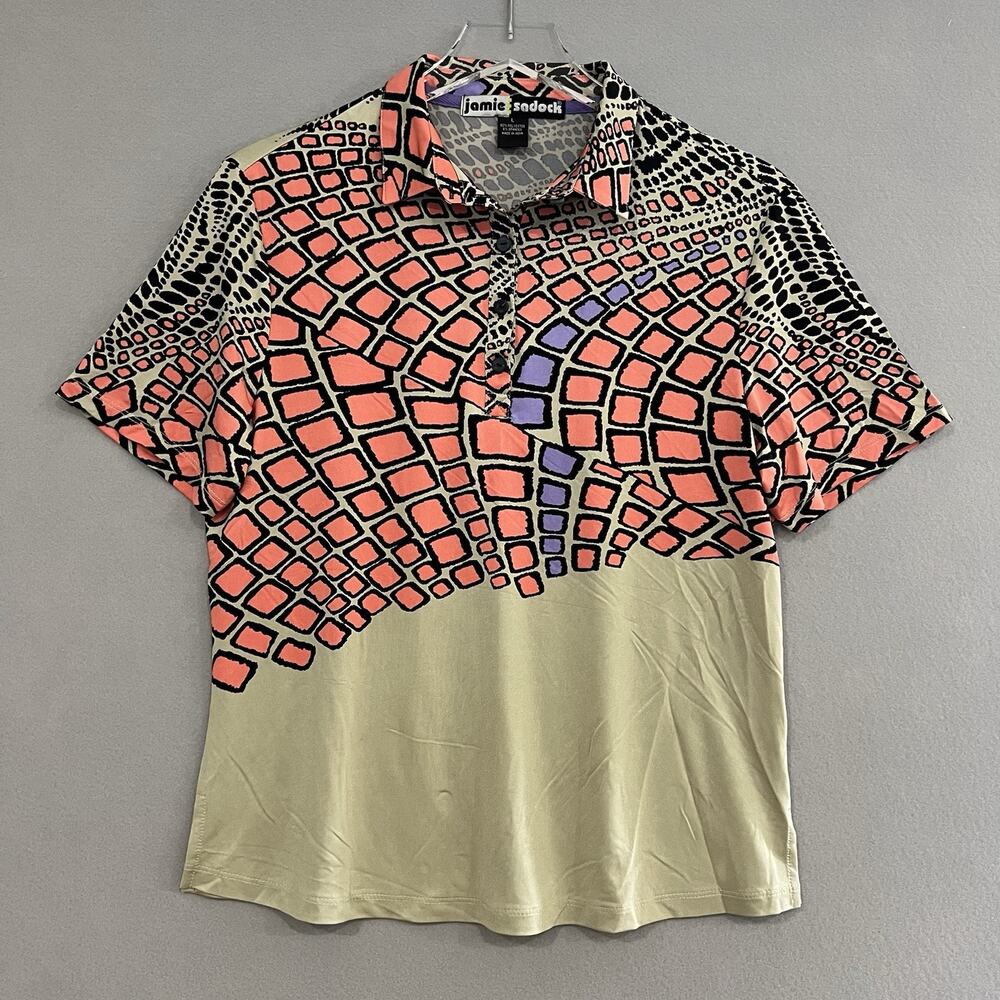 Jamie Sadock Golf Top Size Large Multicolor Short Sleeve Tennis Activewear